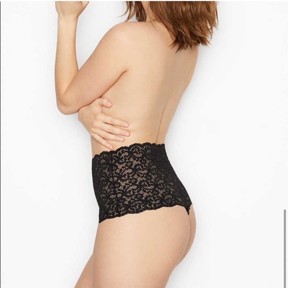 NWT Victoria’s Secret Sexy Black Lace Thong High Waisted Panty Lingerie S